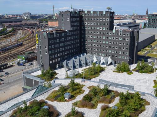 The roof of the of the Tivoli Congress Centre with walkways and plant beds